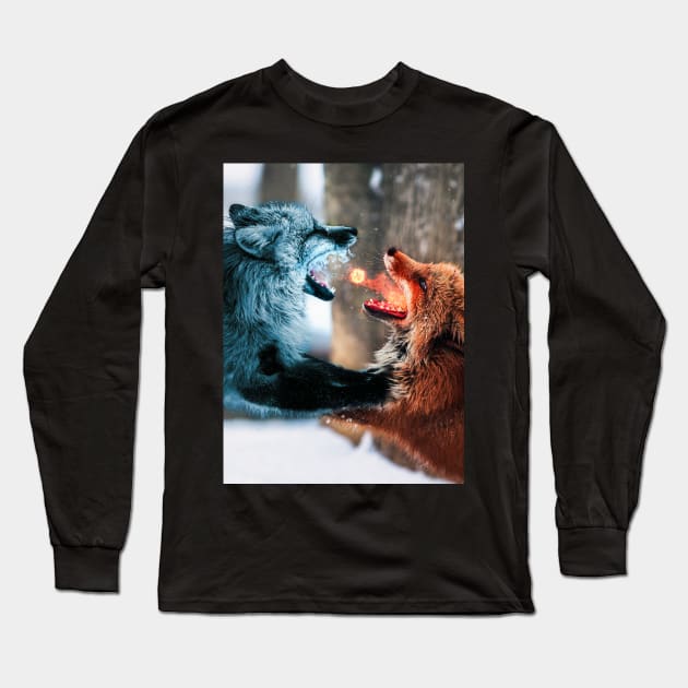 Fire vs. Ice Long Sleeve T-Shirt by milos_creative_art